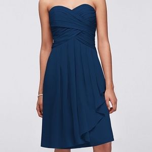 David's Bridal Crinkle Chiffon dress in Marine